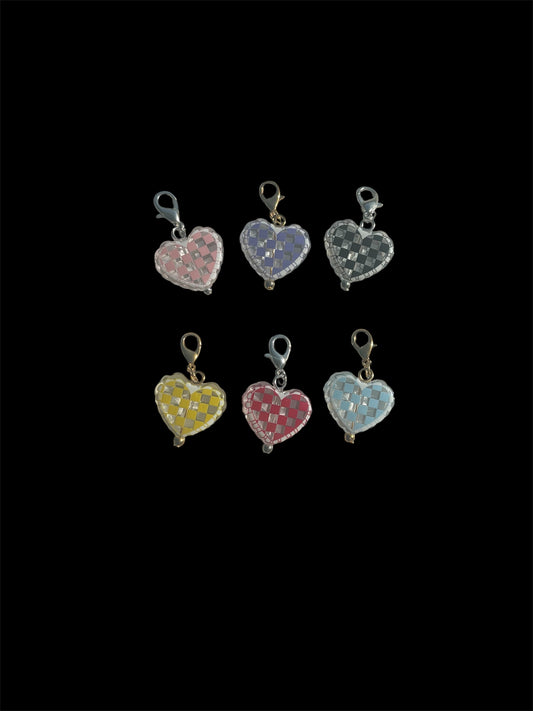 Acrylic Charms - Checked Hearts